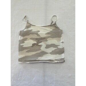 American Eagle Outfitters Beige Camo Camisole Crop Tank Top Size Small